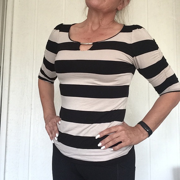 WHITE HOUSE BLACK MARKET STRIPED JERSEY TEE SHIRT SMALL - Picture 5 of 15